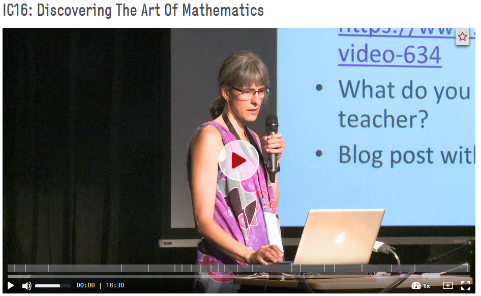 Renesse, Christine von: IC16: Discovering The Art Of Mathematics, Folge 3, Imaginary Conference 2016. https://doi.org/10.5446/33854